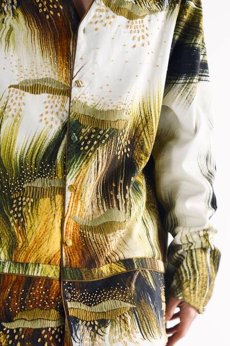 Shop_Til_Green Cotton Embroidery Grass Co-ord Set _Online_at_Aza_Fashions