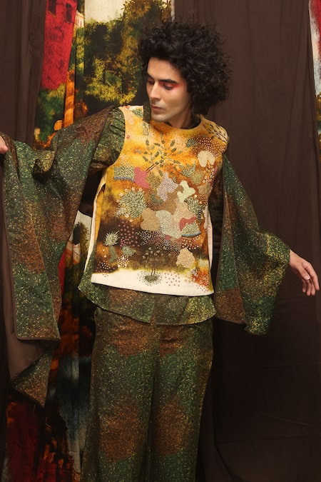 Til Green Freckle Cape Shawl 