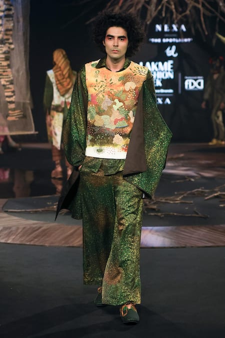 Til Green Silk Hand-painted Freckle Co-ord Set
