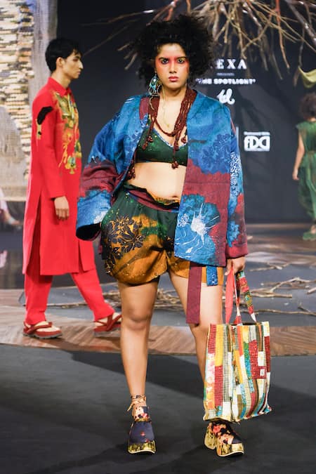 Til Green Galaxy Bralette & Paperbag Shorts Set 