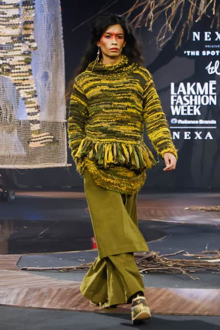 Til Upcycled Green Katran Pullover Top 