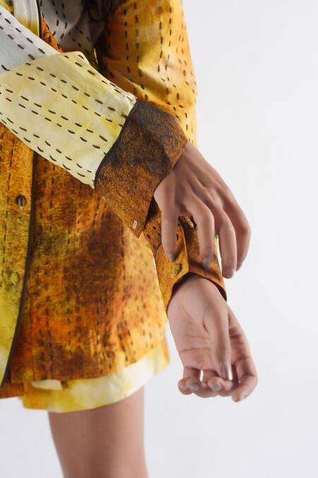 Shop_Til_Multi Color Cotton Embroidery Collared Haze Kantha Co-ord Set _Online_at_Aza_Fashions