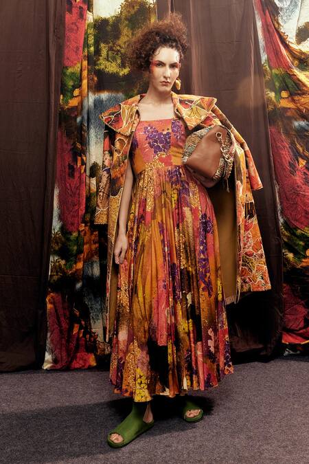 Til_Multi Color Collared Mosaic Overlay _Online_at_Aza_Fashions