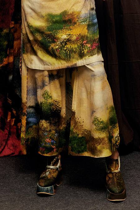 Buy_Til_Multi Color Cotton Round Neck Monet Kurta Set _Online_at_Aza_Fashions