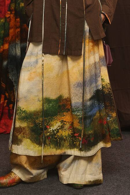 Til_Multi Color Cotton Monet Handpainted Panel Pant _Online_at_Aza_Fashions