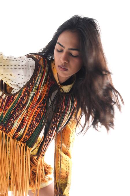 Buy_Til_Multi Color Cotton Round Neck Patch Dori Jacket _Online_at_Aza_Fashions