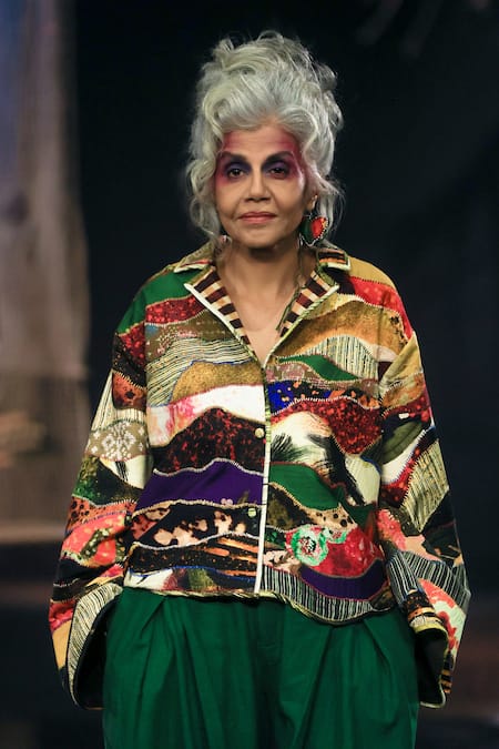 Til Multi Color Cotton Collared Patchwork Shacket