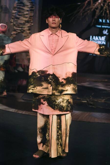 Til_Pink Cotton Monet Oversized Jacket _Online_at_Aza_Fashions