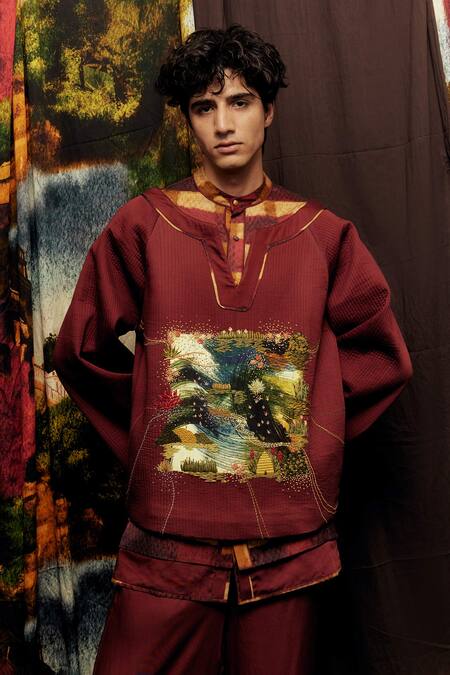 Til Purple Cotton Embroidery Plum Cardigan Online at Aza Fashions Til_Purple Cotton Embroidery Plum Cardigan _Online_at_Aza_Fashions