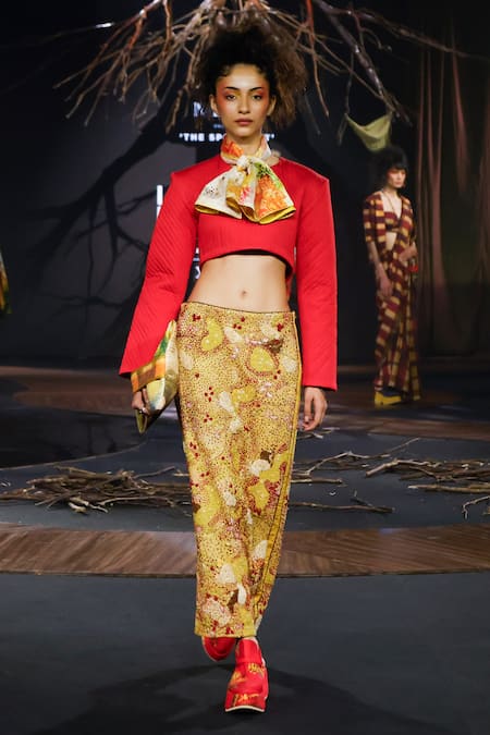 Til Red Cotton Round Neck Statement Crop Top 