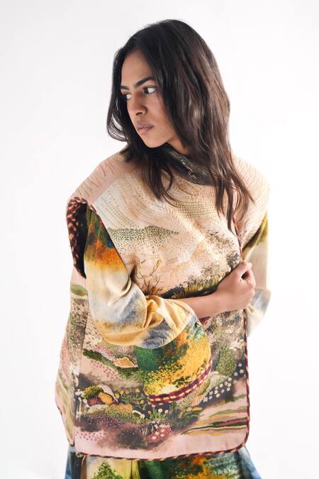 Til_Cotton Embroidery High Neck Multi Color Jacket _Online_at_Aza_Fashions