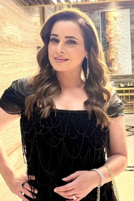 Buy_Babita Malkani_Black Crepe Embroidery Square Neck Body Fitted Dress With _Online_at_Aza_Fashions