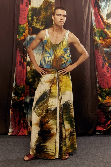 Buy_Til_Blue Cotton Cobalt Grass Embroidered Vest 