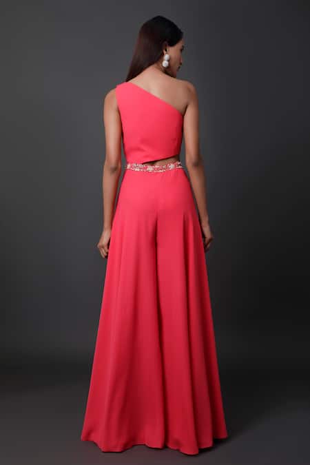 Pooja Peshoria Designer Pink Blended Georgette Jumpsuit 