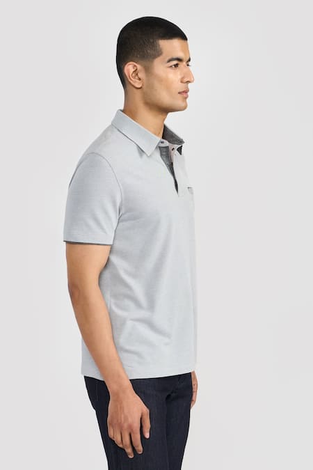 Buy_Perona_Gray Cotton, Polyester Brandon Designer T-shirt _Online_at_Aza_Fashions