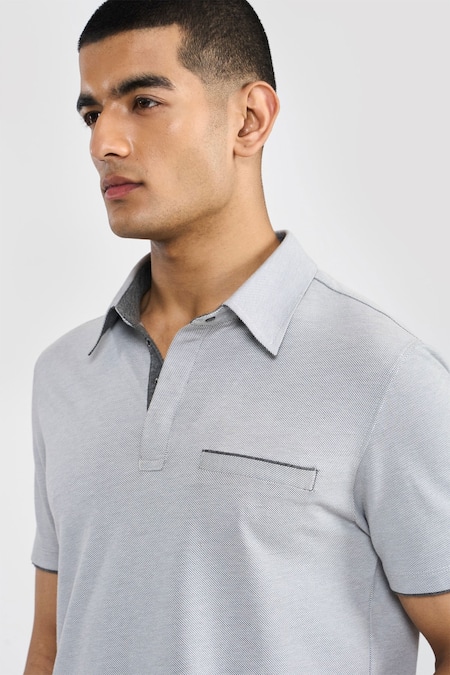 Shop_Perona_Gray Cotton, Polyester Brandon Designer T-shirt _Online_at_Aza_Fashions