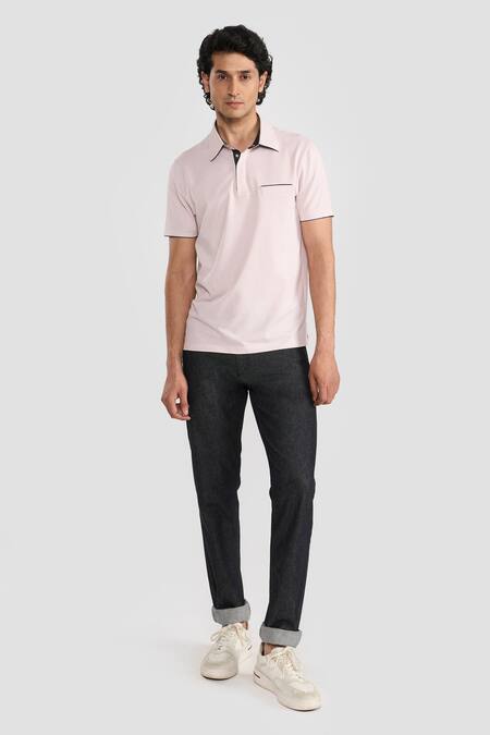 Perona_Pink Cotton, Polyester Designer T-shirt _Online_at_Aza_Fashions