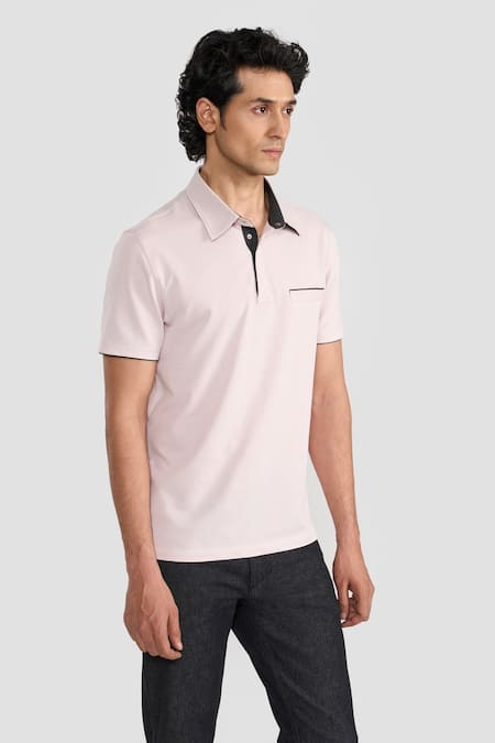 Buy_Perona_Pink Cotton, Polyester Designer T-shirt _Online_at_Aza_Fashions