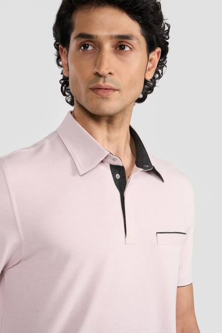 Shop_Perona_Pink Cotton, Polyester Designer T-shirt _Online_at_Aza_Fashions