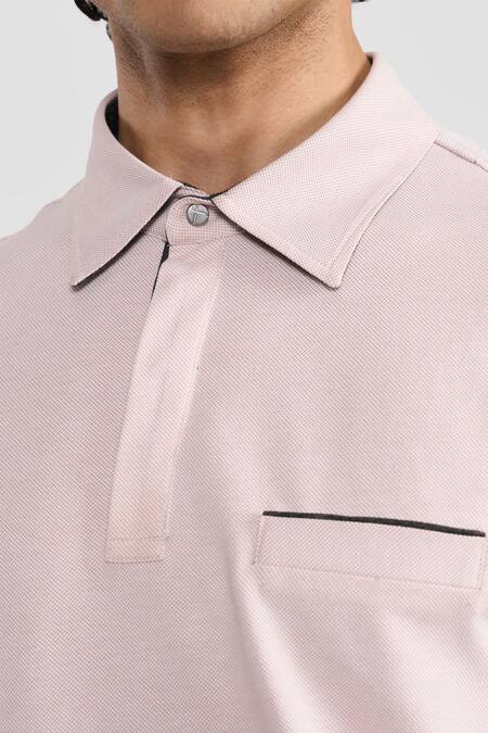 Perona_Pink Cotton, Polyester Designer T-shirt _at_Aza_Fashions