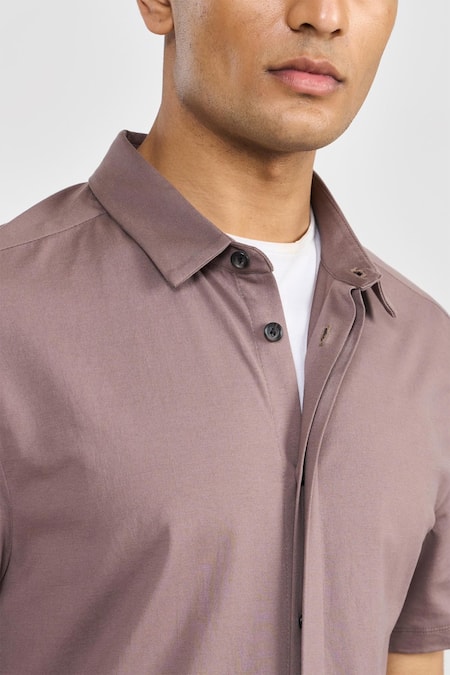 Shop_Perona_Brown Cotton Designer Shirt _Online_at_Aza_Fashions