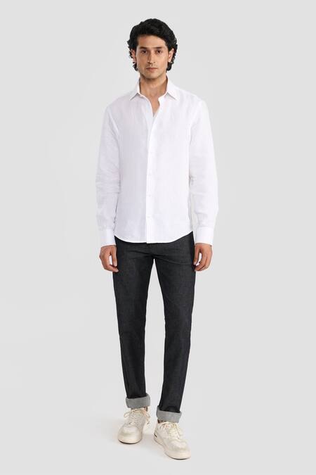 Buy_Perona_White Linen Ronan Shirt _Online_at_Aza_Fashions