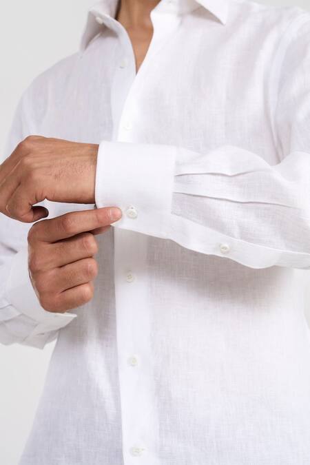 Shop_Perona_White Linen Ronan Shirt _Online_at_Aza_Fashions
