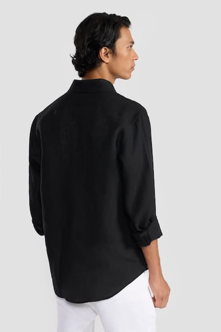 Perona RONAN Black Linen Shirt 