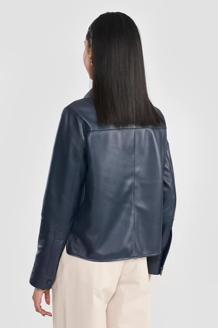 Perona Azalia Navy Leather Jacket 