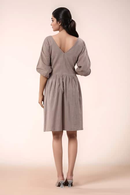 Naintara Bajaj Brown Cotton Designer Dress 