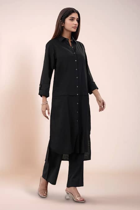 Buy Naintara Bajaj Black Cotton Collared Designer Tunic Online at Aza Fashions Buy_Naintara Bajaj_Black Cotton Collared Designer Tunic _Online_at_Aza_Fashions