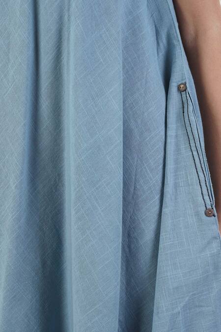 Naintara Bajaj_Blue Cotton Round Neck Designer Dress _at_Aza_Fashions