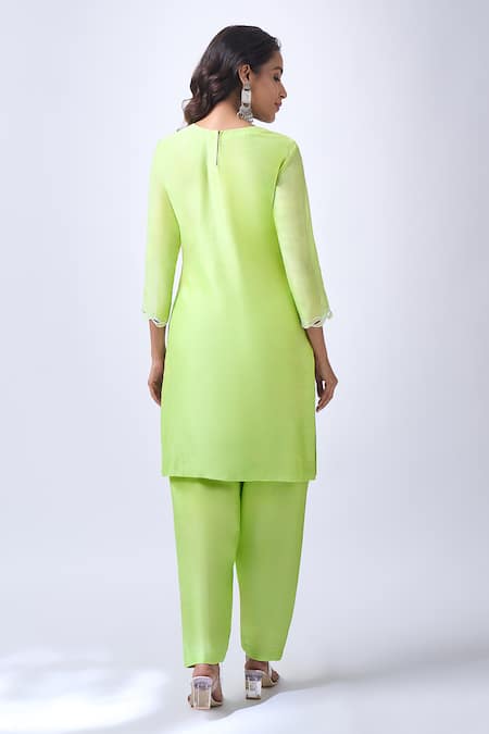 House Of Pink Pastel Green Kurta Tulip Pant Set 