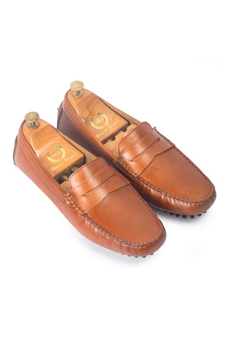 Domani Brown Gommino Suede Penny Loafers