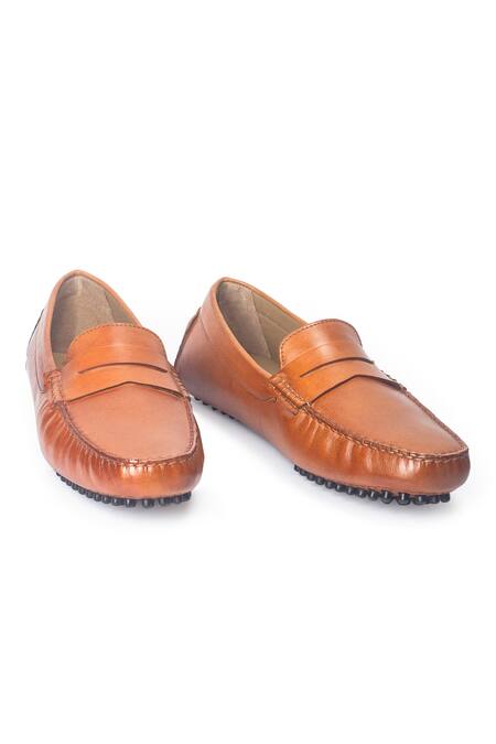 Buy_Domani_Brown Gommino Suede Penny Loafers _Online_at_Aza_Fashions