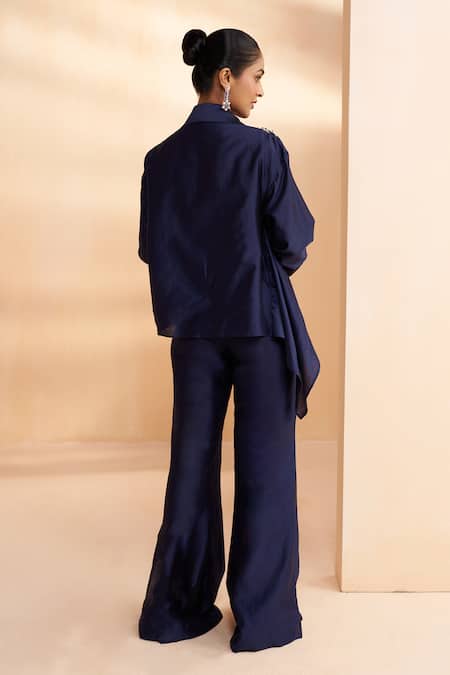 Aakansha Gupta Dark Blue Chanderi Tonic Co-ord Set 