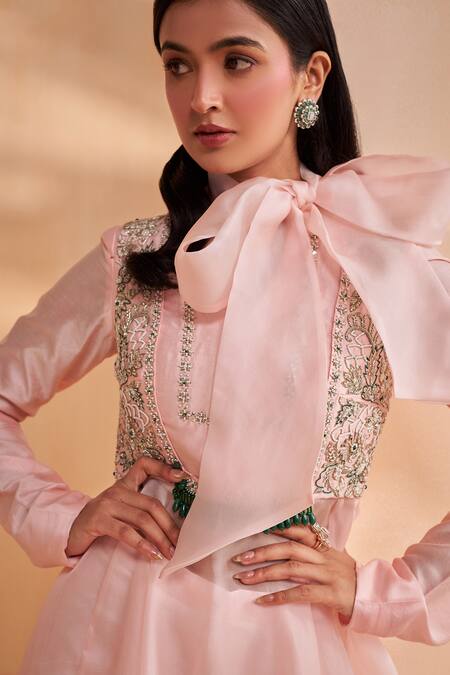 Aakansha Gupta Pink Organza, Chanderi, Satin, Tulle Embroidery, Designer Aisle Anarkali Set Online at Aza Fashions Aakansha Gupta_Pink Organza, Chanderi, Satin, Tulle Embroidery, Designer Aisle Anarkali Set _Online_at_Aza_Fashions