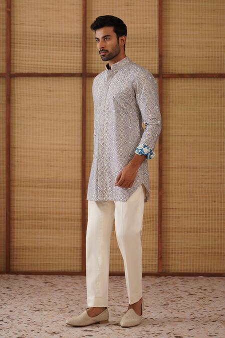 Buy_Arjan Dugal_Pink , Satin, Kairos Diamond Foe Kurta Set _Online_at_Aza_Fashions