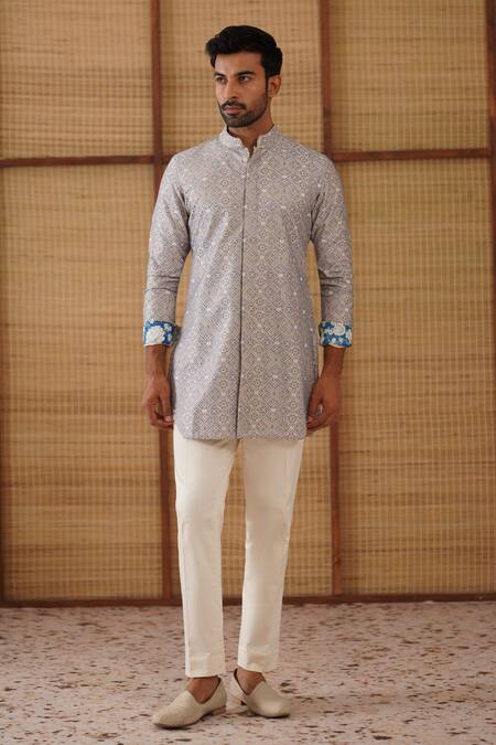 Shop_Arjan Dugal_Pink , Satin, Kairos Diamond Foe Kurta Set _Online_at_Aza_Fashions