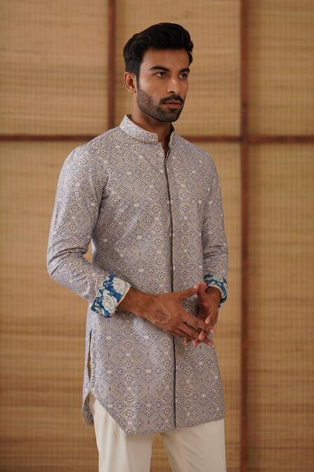 Arjan Dugal_Pink , Satin, Kairos Diamond Foe Kurta Set _at_Aza_Fashions