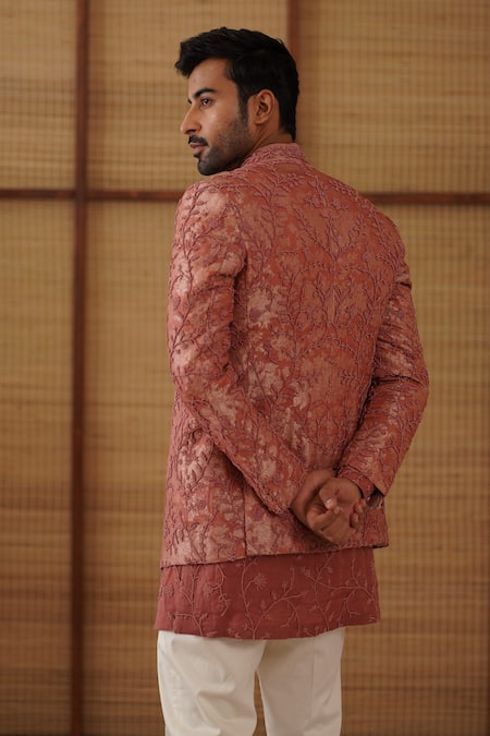 Arjan Dugal Beads Banarasi Bandhgala Set 