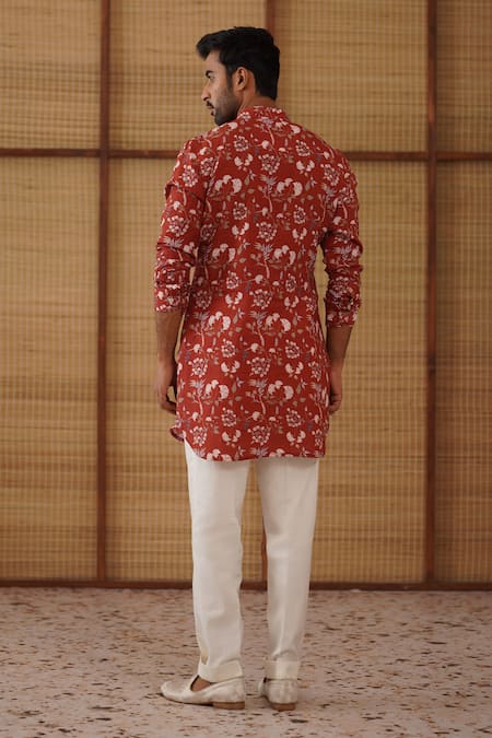 Arjan Dugal Bouquet Print Short Kurta Set 