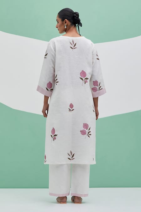 Priya Chaudhary Block Print Linen Kurta Set 