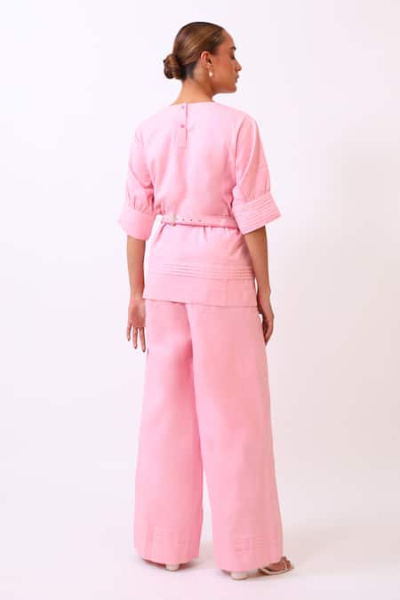 BAANI KHURANA Floral Print Cotton Linen Top & Pant Set 