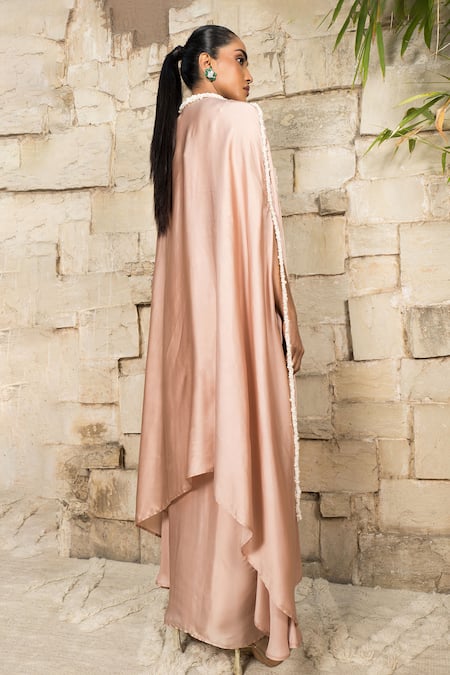 J By Jannat Dust Rose Pink Embroidered Cape Set 