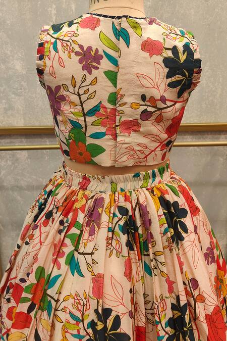 Lil Angels_Multi Color Silk Embroidery Floral Dori Lehenga Set _Online_at_Aza_Fashions