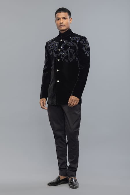 Rohit Bal Embroidered Black Velvet Bandhgala 