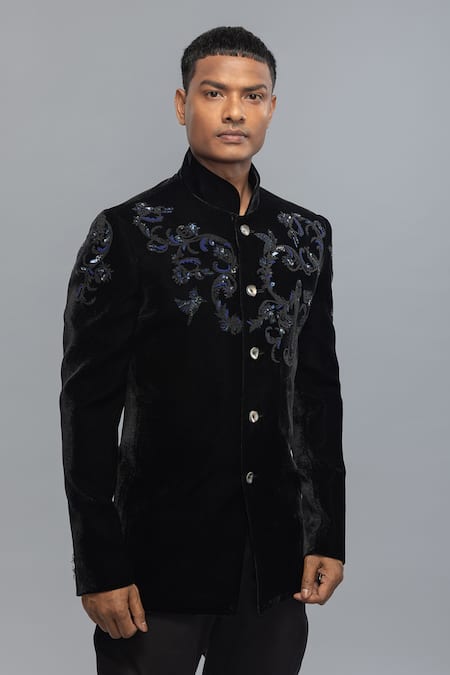 Rohit Bal Embroidered Black Velvet Bandhgala 