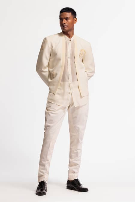 Buy Rohit Bal Ivory Silk Embroidery Matka Jacket Online at Aza Fashions Buy_Rohit Bal_Ivory Silk Embroidery Matka Jacket _Online_at_Aza_Fashions