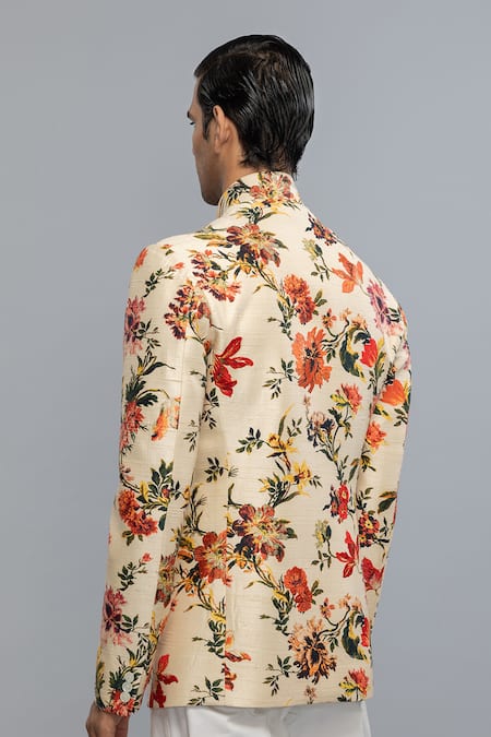 Rohit Bal Floral Printed Ivory Bandhgala 
